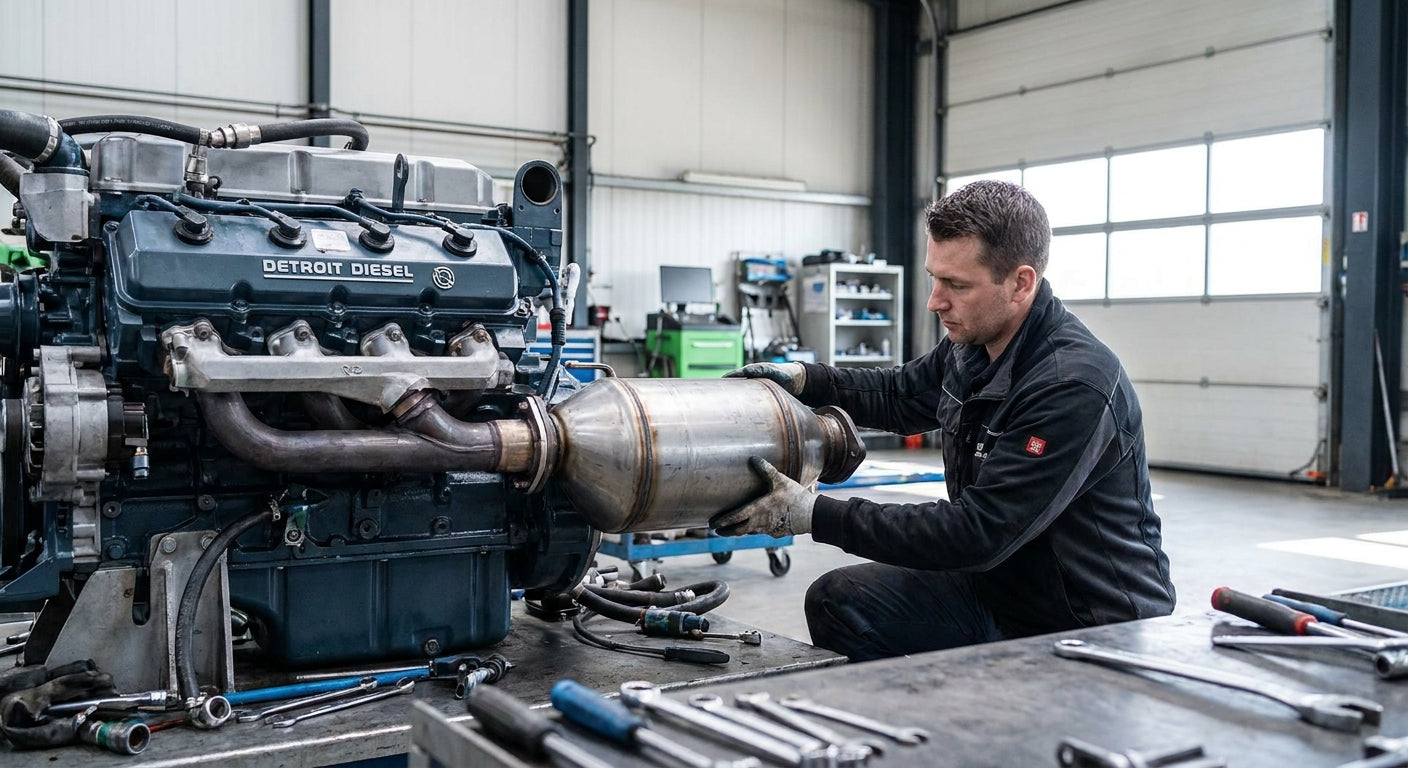 How to install a DPF filter on a Detroit Diesel engine