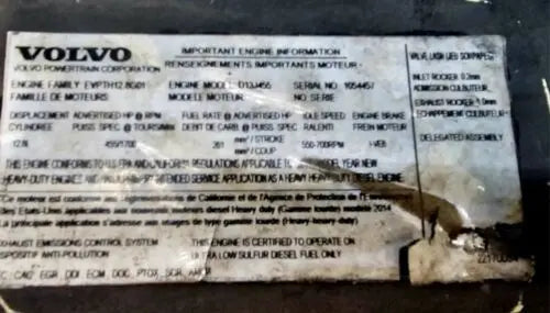 2015 Volvo D13 D13J MP8 Engine Assembly